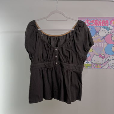 Dunkelbraunes Babydoll/Peplum-Top