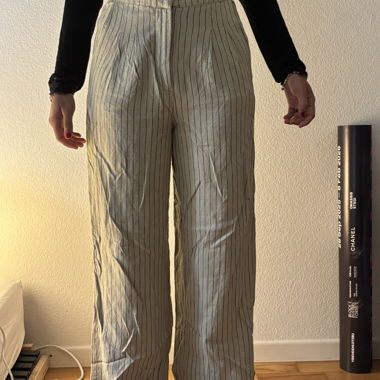 Striped fabric trousers