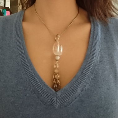 Chaîne en argent avec pendentif en cristal de roche