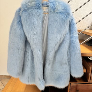 Blue Faux Fur Coat Size S