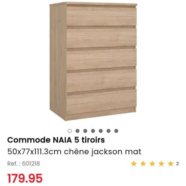 NAIA 5-drawer chest oak Jackson