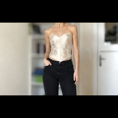 Corsetto broccato beige