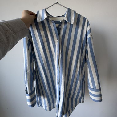 Blue-and-white striped blouse