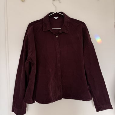 Camicia in velluto a coste bordeaux
