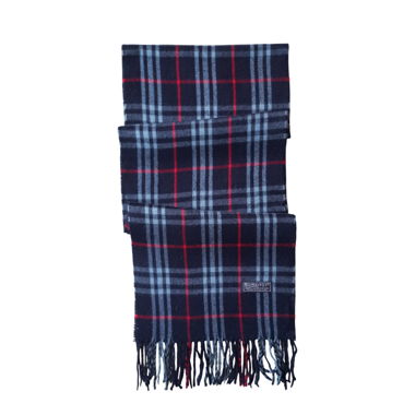 Vintage Burberry Scarf 100% Lambswool Darkblue