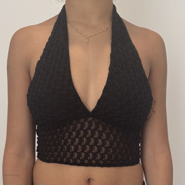 Bershka Black Halter Crop Top