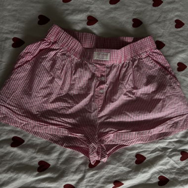 Rosa-gestreifte Lounge-Shorts