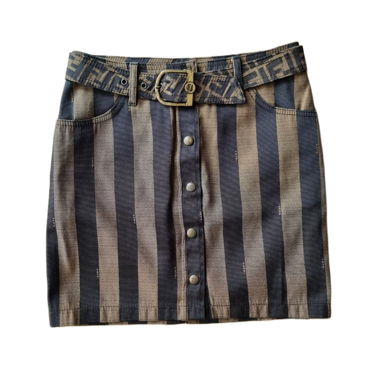 Jupe Fendi Pequin Vintage à rayures avec ceinture Zucca