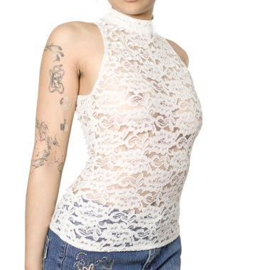 White lace sleeveless top Y2K
