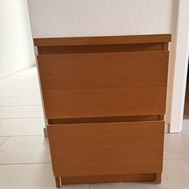 Table de chevet en bois avec 2 tiroirs