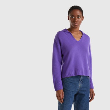 Wollpullover mit Kragen von Benetton