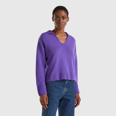 Wollpullover mit Kragen von Benetton