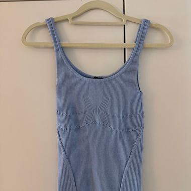 Blaues Ribbed Tank Top