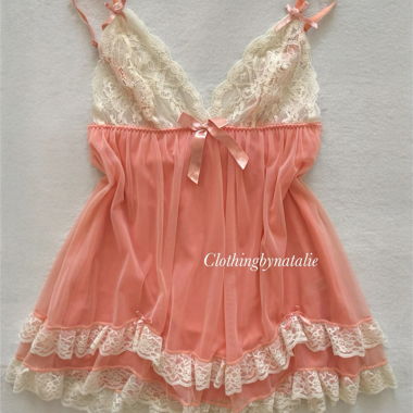 Coquette Orange Sheer Mesh Babydoll Size S