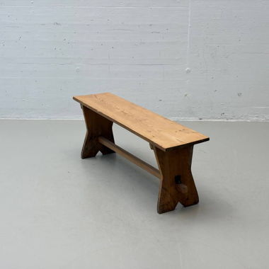 Panca rustica in legno di abete, anni '50