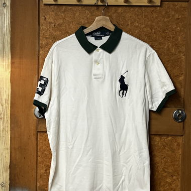 White Ralph polo with raw edges 