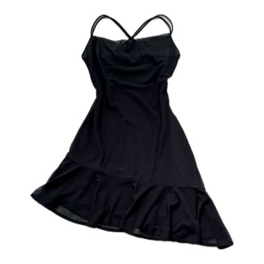 Vestito nero con spalline sottili e dettagli in mesh