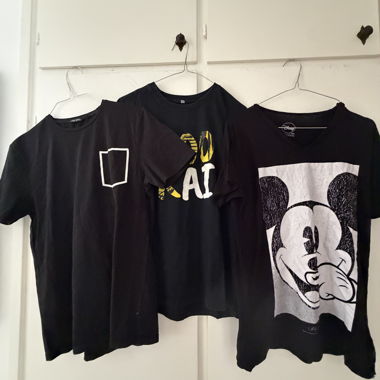 Set di 3 T-shirt nere taglia L