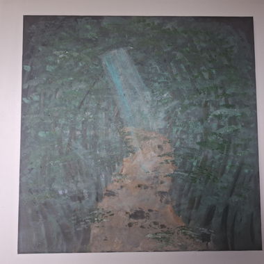 Tableau chemin forêt embrumé  