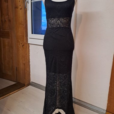 Abito lungo in pizzo nero XS