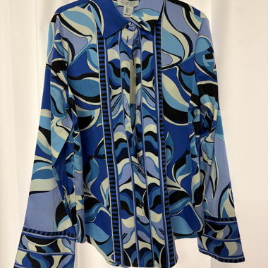 Blusa Rachel Zoe blu con fantasia