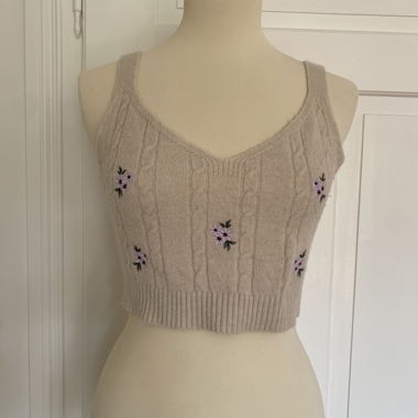 Beige Top with Flowers