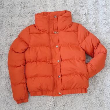 Short Brick-Orange Puffer Jacket