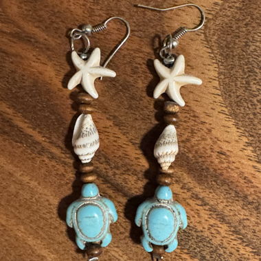 Shell Earring Hooks with Turtle