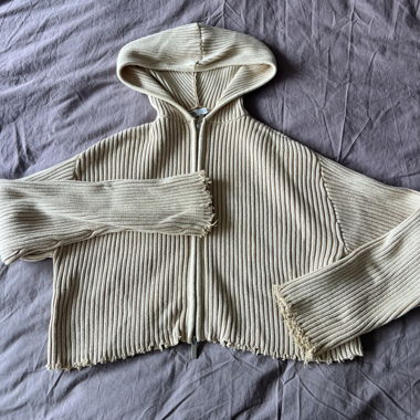 Felpa con cappuccio in maglia ZARA beige Taglia EUR L