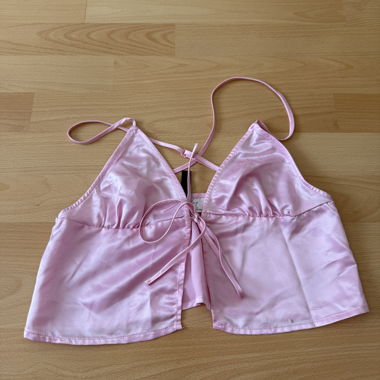Pink Satin Crop Top