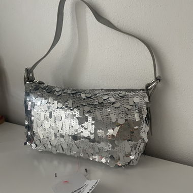 Shoulder bag with sequin trim