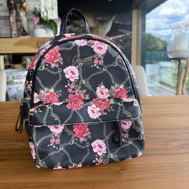 Guess-Rucksack mit Blumen, schwarz