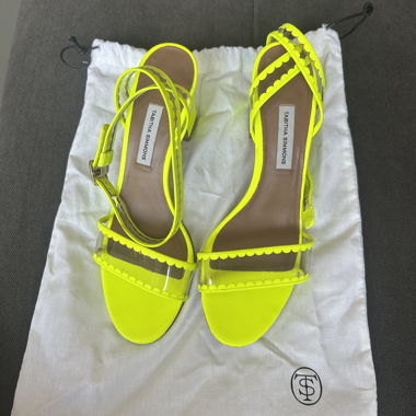 TABITHA SIMMONS neon yellow sandals heels