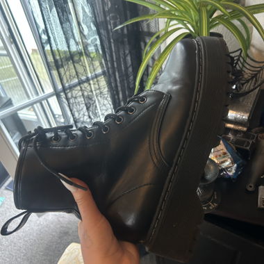 Black Platform Lace-Up Ankle Boots