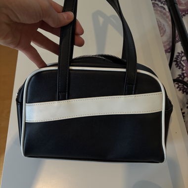 Black Handbag with White Details
