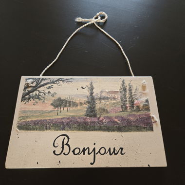 Deko-Holzschild „Bonjour“
