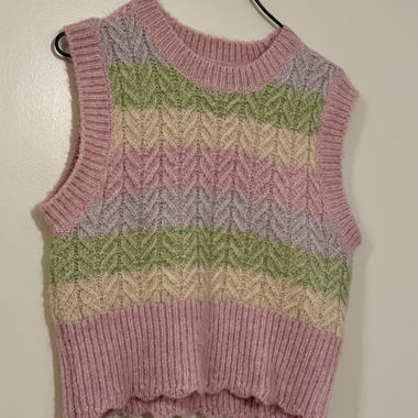 ZARA Strick-Weste pastell gestreift, Gr. S