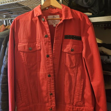 Red denim jacket