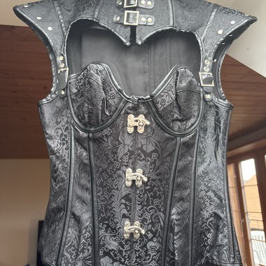 Black gothic corset with collar
