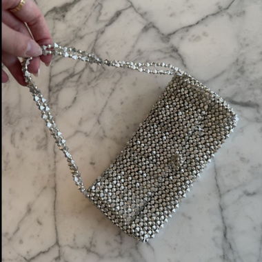 Sac de soirée argenté en strass
