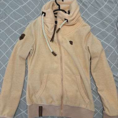 Felpa con zip beige/rosa