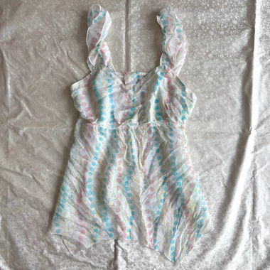 “Bubble candy” mesh ruffled babydoll top
