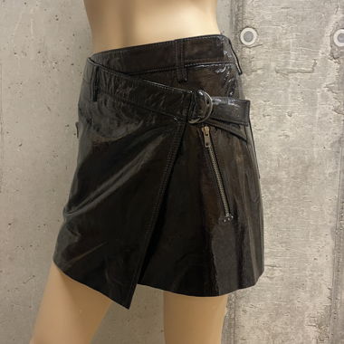 Black Patent Faux Leather Mini Skirt
