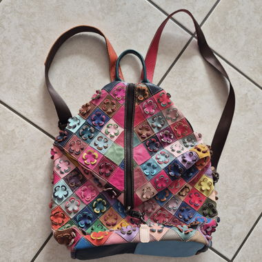 Zaino in pelle colorato Vera Pelle