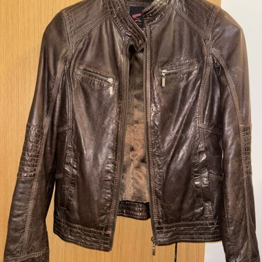 Echte Lederjacke - dunkelbraun