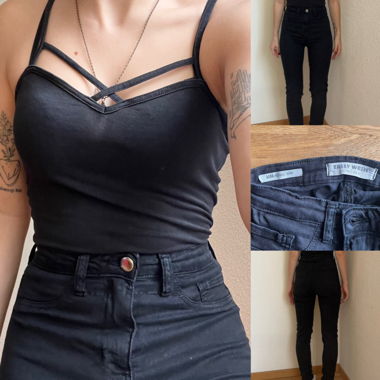 Stretchy Schwarze Basic Skinny High Waist Jeans