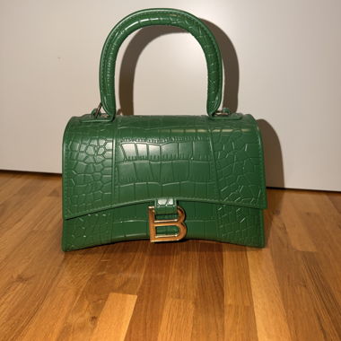 Green Handbag with Croc-Style Look