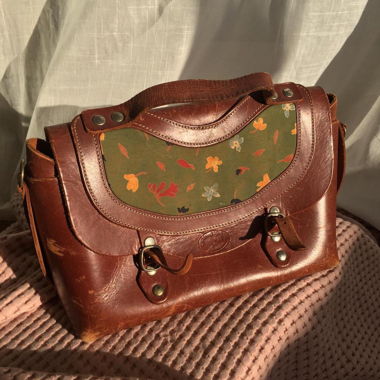 vintage leather bookbag