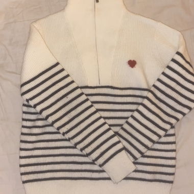Striped Knit Sweater with Turtleneck