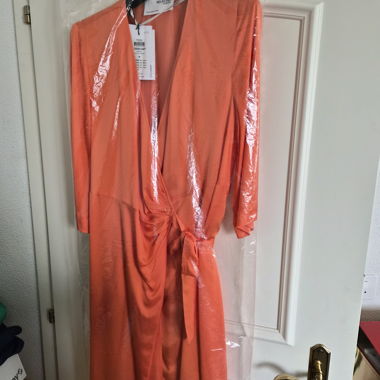 Orange Satin Robe Morningwear Size 38 and 40.